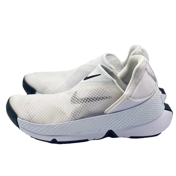 Nike Go FlyEase Slip-On Shoes Triple White Black DR5540-102 Womens Size 7.5